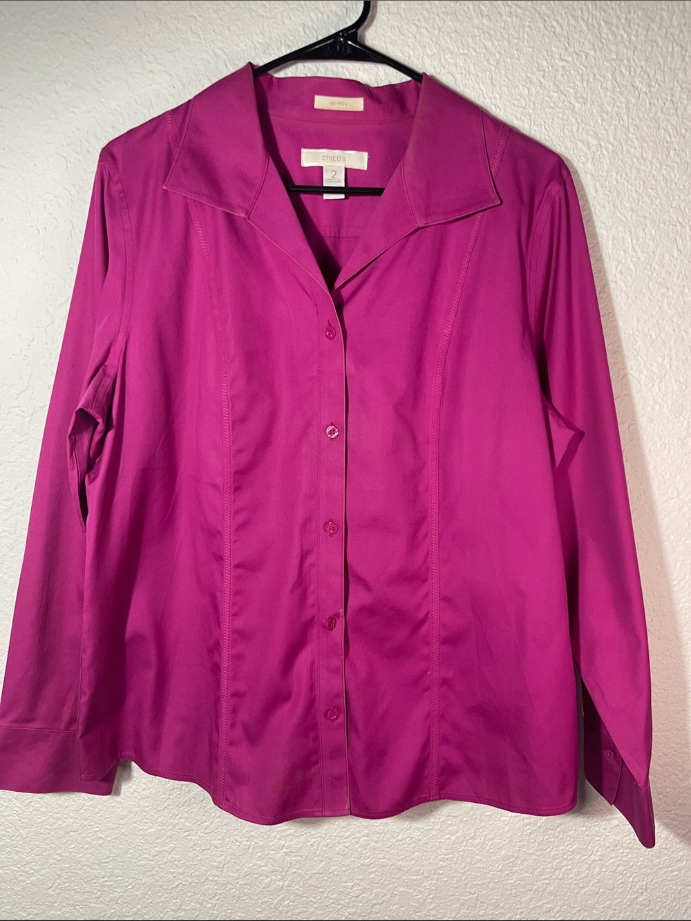 Chico's Magenta Button-Front Collared Shirt